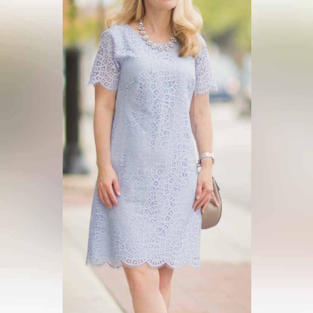 Loft blue lace shift dress